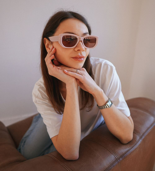 Okulary przeciwsłoneczne damskie prostokątne UV400 – Geneve Pink