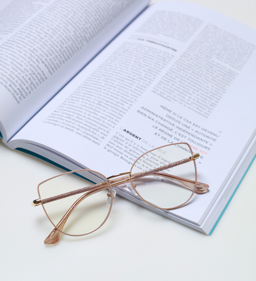 Okulary zerówki do komputera blady róż kocie oczy Evelyn Pink