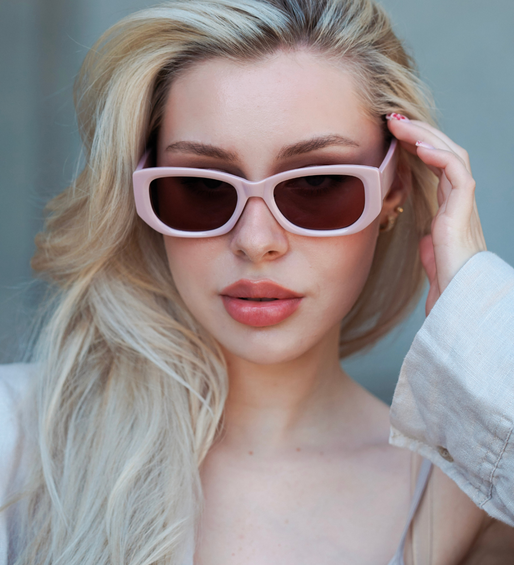 Okulary przeciwsłoneczne damskie prostokątne UV400 – Geneve Pink 