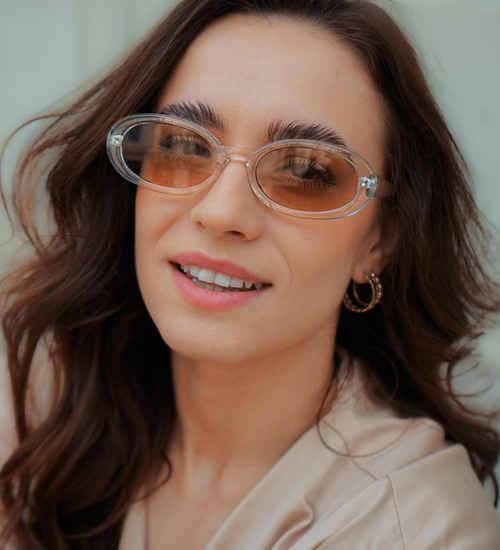 Owalne modne okulary przeciwsłoneczne Indiana Beige