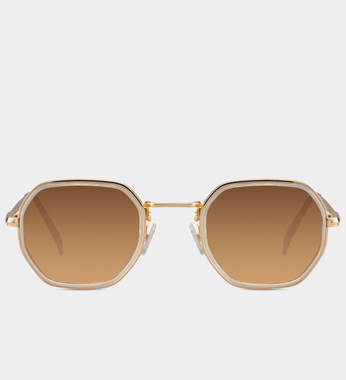 Kwadratowe okulary przeciwsłoneczne UV400 Kobe White/Brown