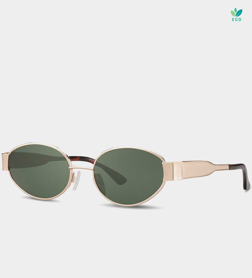 Małe owalne okulary przeciwsłoneczne z zieloną soczewką UV400 Mia Green