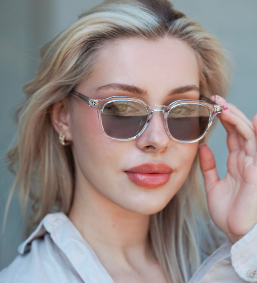 Okulary przezroczyste kwadratowe damskie i męskie z polaryzacją Chelsea Clear