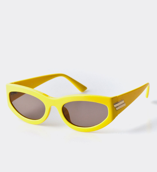 Okulary kocie oczy lustrzane soczewki Havana Yellow