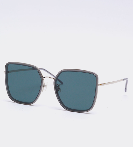 Modne okulary duże kwadratowe Dallas Silver/Green