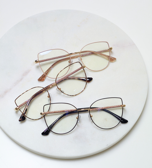 Okulary zerówki do komputera blady róż kocie oczy Evelyn Pink