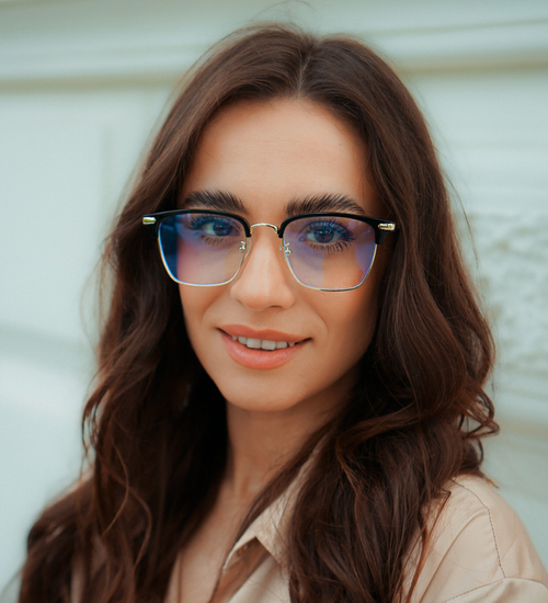 Półramkowe okulary biurowe czarno-złote Albuquerque Black