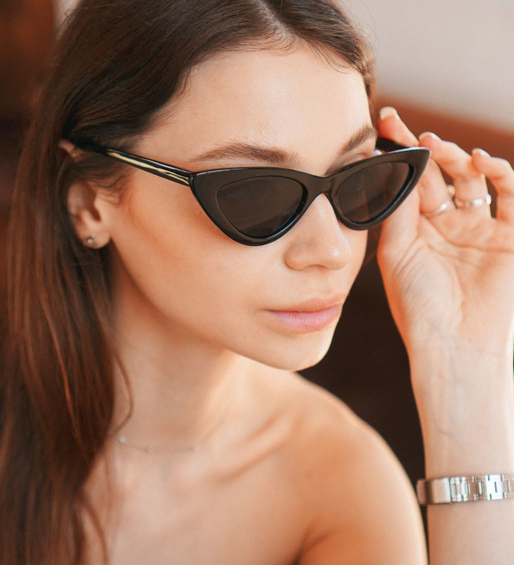 Okulary przeciwsłoneczne damskie kocie oczy retro UV Dijon Black