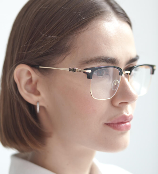 Półramkowe okulary biurowe czarno-złote Albuquerque Black