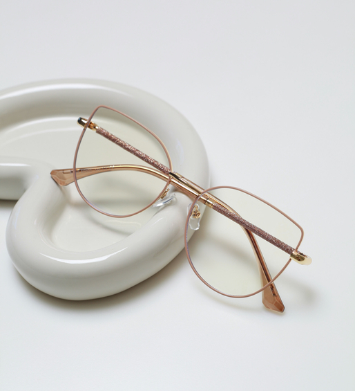 Okulary zerówki do komputera blady róż kocie oczy Evelyn Pink