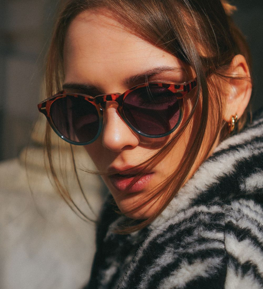 Okrągłe szkła delikatne okulary przeciwsłoneczne Ankara Panther Blue