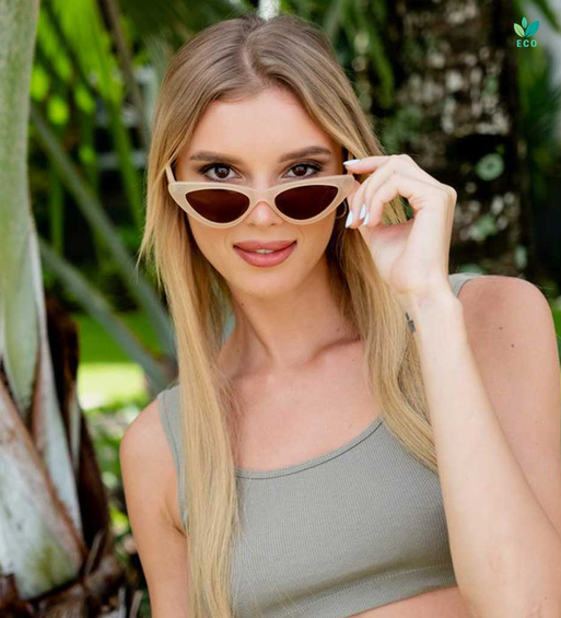 Małe kocie oprawki beżowe okulary przeciwsłoneczne Dijon Beige