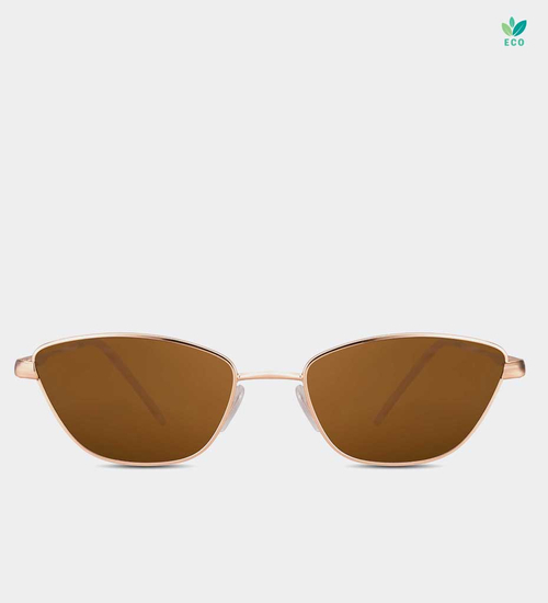 Metalowe małe złote oprawki okulary przeciwsłoneczne Girona Brown