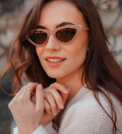 Małe oprawki kocie oczy pudrowy róż okulary przeciwsłoneczne Dijon Pink