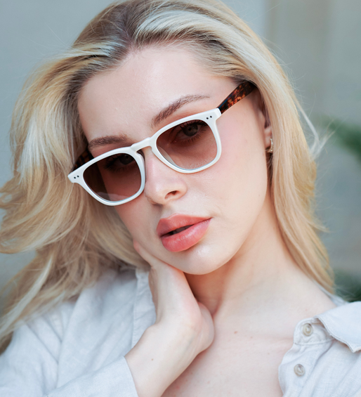 Kwadratowe okulary przeciwsłoneczne z gradientem i polaryzacją damskie i męskie Cardiff White/Panther