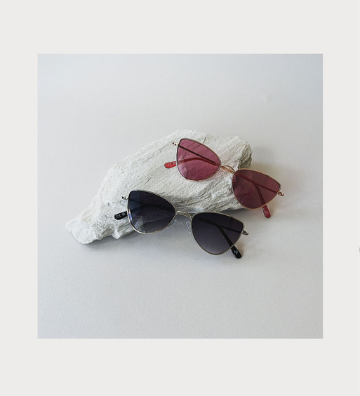 Różowe kocie okulary przeciwsłoneczne z metalową oprawką Bilbao Pink