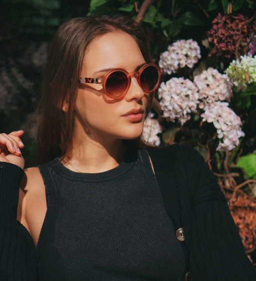 Okrągłe modne różowe okulary przeciwsłoneczne Kleo Pink