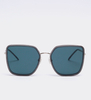 Modne okulary duże kwadratowe Dallas Silver/Green