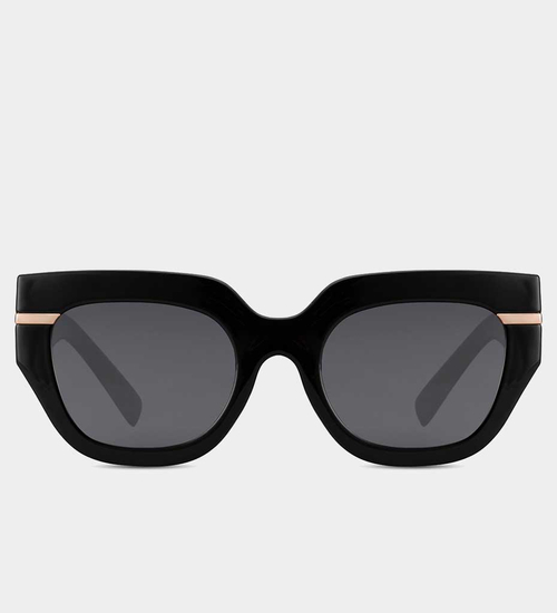 Pogrubione oprawki czarne koty okulary damskie przeciwsłoneczne Malaga Black