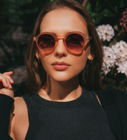 Okrągłe modne różowe okulary przeciwsłoneczne Kleo Pink