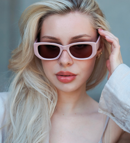 Okulary przeciwsłoneczne damskie prostokątne UV400 – Geneve Pink