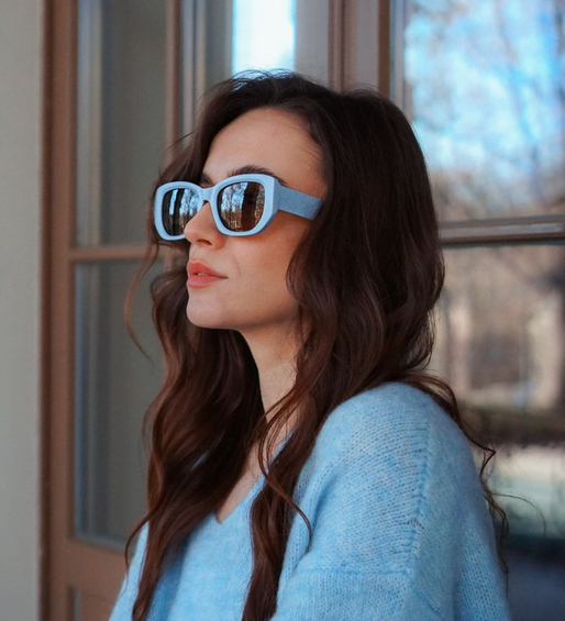 Okulary przeciwsłoneczne damskie prostokątne UV400 – Geneve Blue