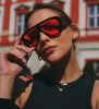 Oversize okulary przeciwsłoneczne pilotki z czerwonymi szkłami Alaska Red