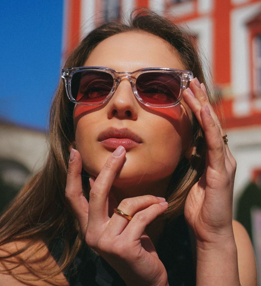 Prostokątne okulary przeciwsłoneczne z pomarańczowymi szkłami Alicante Orange