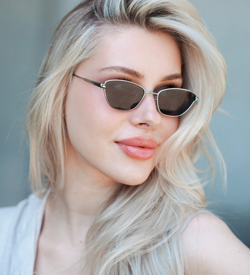 Metalowe małe srebrne oprawki okulary przeciwsłoneczne Girona Silver/Black