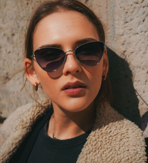 Metalowe srebrne okulary dla drobnej buzi Bilbao Black