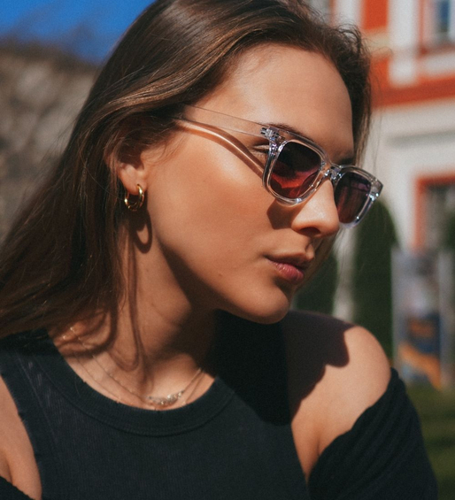 Prostokątne okulary przeciwsłoneczne z pomarańczowymi szkłami Alicante Orange