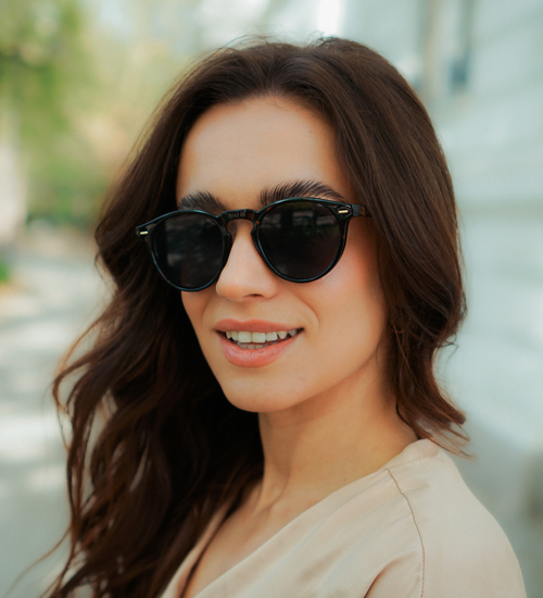 Owalne czarne klasyczne okulary przeciwsłoneczne Dakota Black