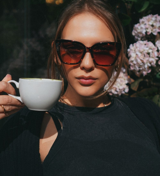 Duże okulary kocie oczy w panterkę z recyclingu Lisa Panther