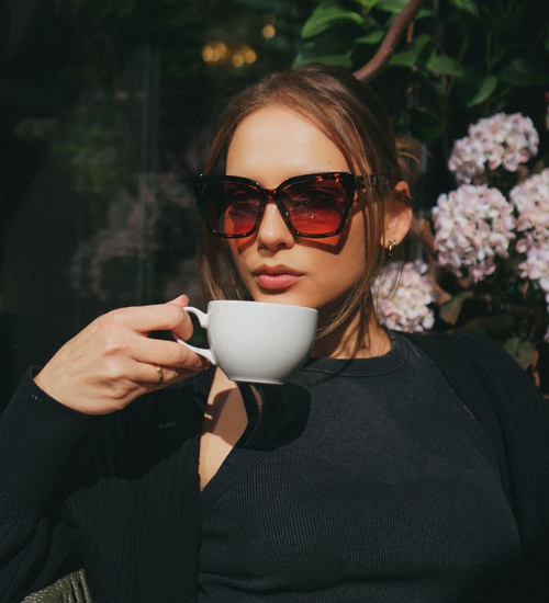 Duże okulary kocie oczy w panterkę z recyclingu Lisa Panther