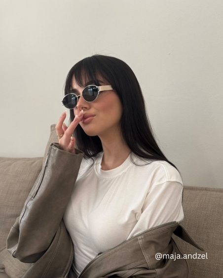 Małe owalne okulary przeciwsłoneczne z zieloną soczewką UV400 Mia Green