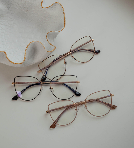 Okulary zerówki do komputera blady róż kocie oczy Evelyn Pink