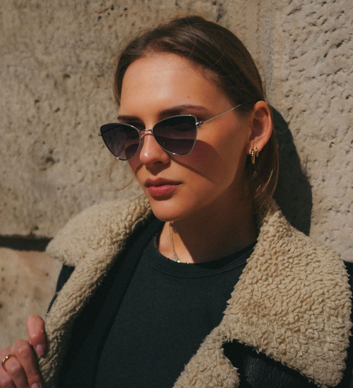 Metalowe srebrne okulary dla drobnej buzi Bilbao Black