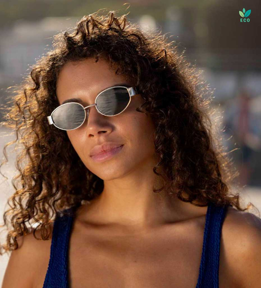 Metalowe owalne szkła okulary przeciwsłoneczne Mia Brown