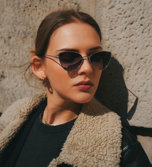 Metalowe srebrne okulary dla drobnej buzi Bilbao Black