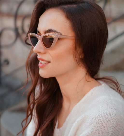 Małe oprawki kocie oczy pudrowy róż okulary przeciwsłoneczne Dijon Pink