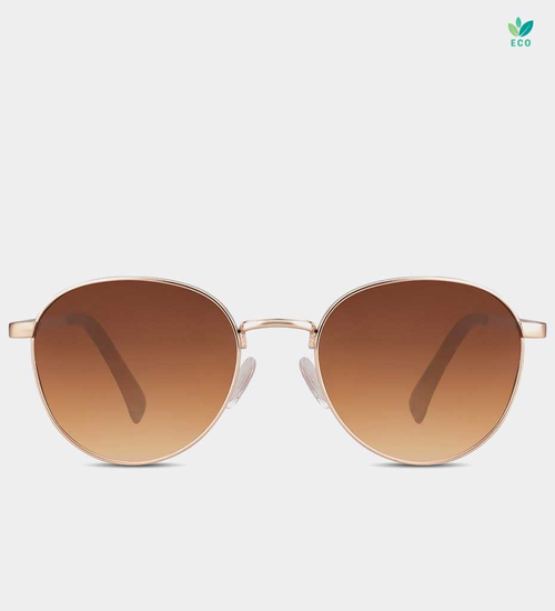 Metalowe okrągłe złote okulary przeciwsłoneczne Denver Brown