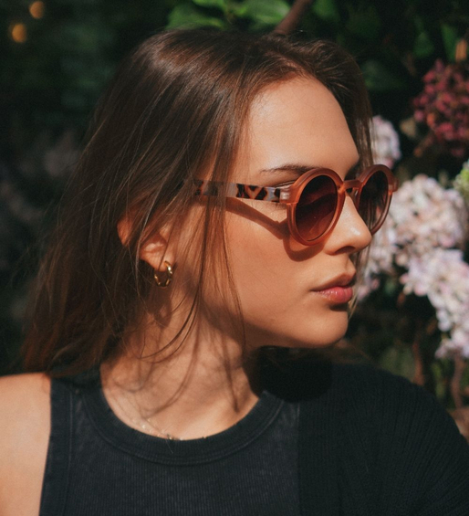 Okrągłe modne różowe okulary przeciwsłoneczne Kleo Pink