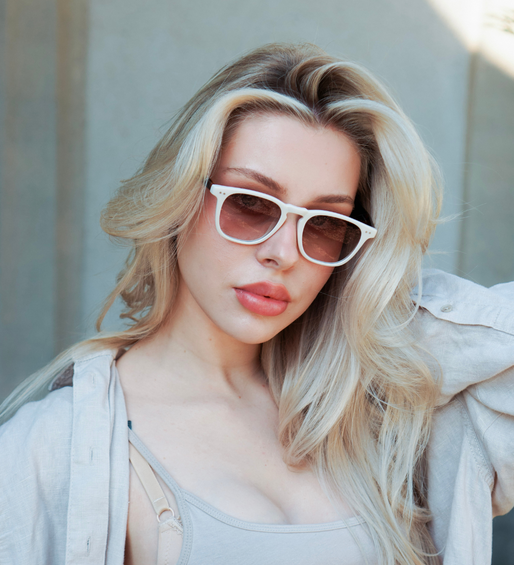 Kwadratowe okulary przeciwsłoneczne z gradientem i polaryzacją damskie i męskie Cardiff White/Panther