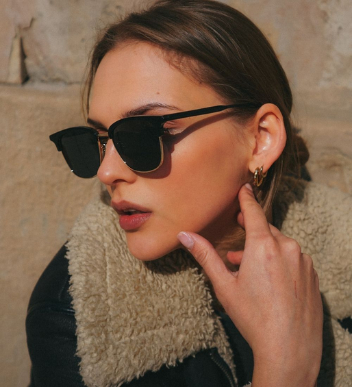 Kwadratowe okulary przeciwsłoneczne z polaryzacją UV400 Oxford Gold