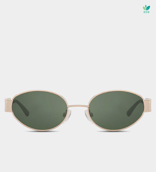 Małe owalne okulary przeciwsłoneczne z zieloną soczewką UV400 Mia Green