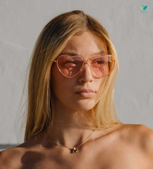 Serca różowe złota oprawka okulary przeciwsłoneczne Lisbon Pink