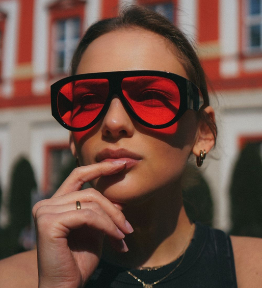 Oversize okulary przeciwsłoneczne pilotki z czerwonymi szkłami Alaska Red