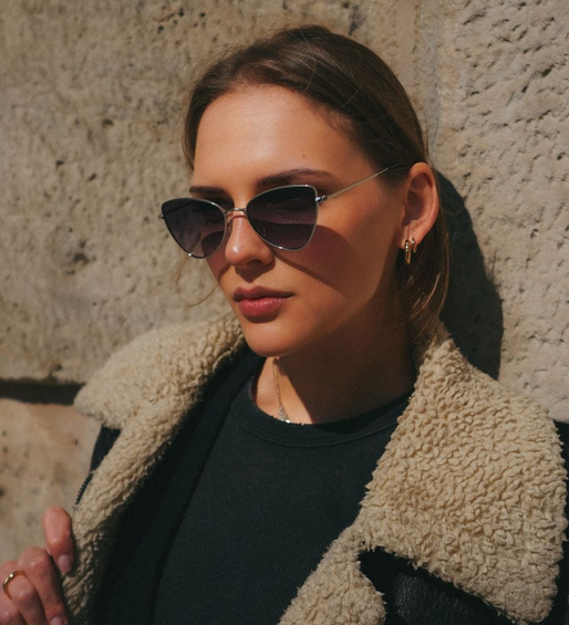 Metalowe srebrne okulary dla drobnej buzi Bilbao Black