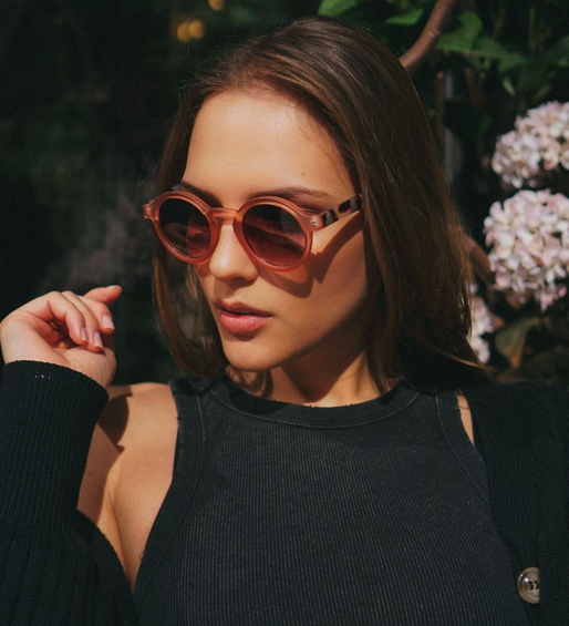 Okrągłe modne różowe okulary przeciwsłoneczne Kleo Pink