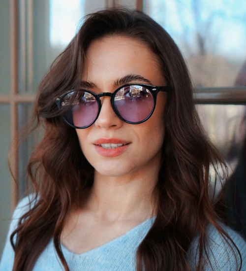 Okrągłe oprawki fioletowe szkła okulary przeciwsłoneczne z filtrem Heraklion Violet